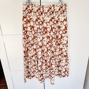 Universal Thread Tiered Midi A-Line Skirt XL‎ Floral Rust- Fall